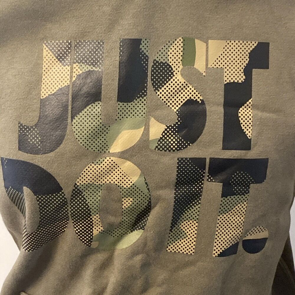 Nike Hoodie Youth Boys Size XL Green Camo Sweater Just Do It Hooded Sweatshirt - Picture 2 of 4